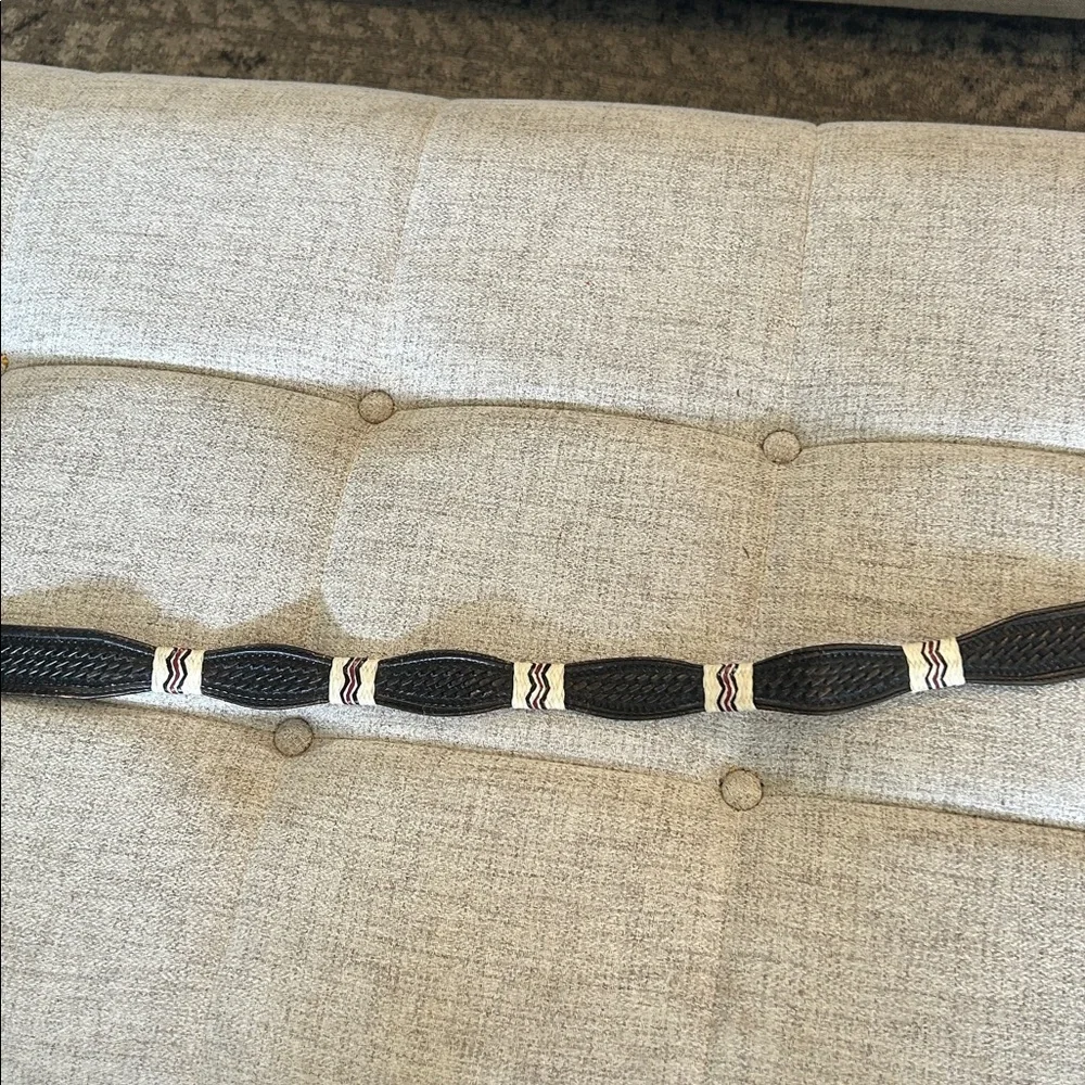 TONY LAMA MENS BLACK SCALLOPED RAWHIDE BELT SIZE 32